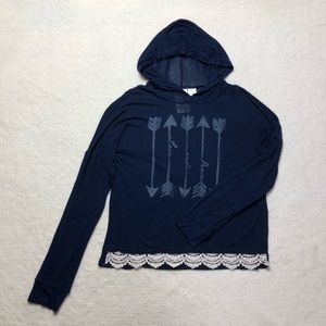 KYUT Navy Sheer Hooded Long sleeve - Kids X Large